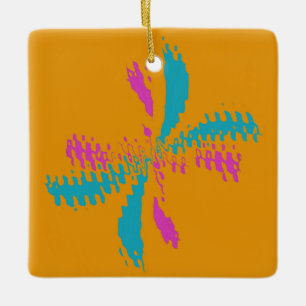 Ornement En Céramique Simple Abstrait Papillon Motif Messy Vol