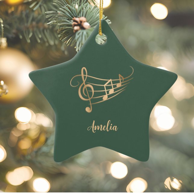 Ornement En Céramique Simple Custom Name Musical Elegant Christmas (Créateur téléchargé)