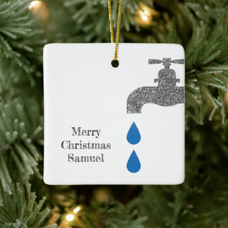 Ornement En Céramique Simple Faucet Plumber Blanc Joyeux Noël