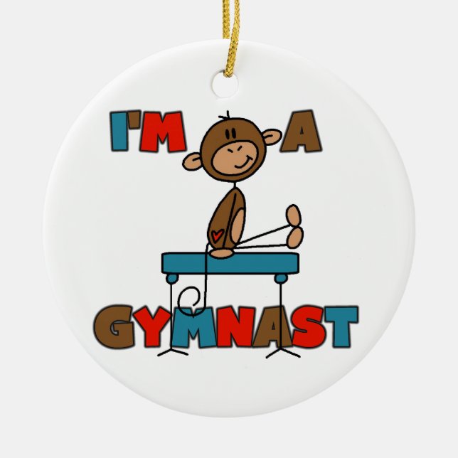 Ornement En Céramique Singe je suis un gymnaste (Devant)
