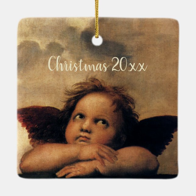 Ornement En Céramique Sistine Madonna Angels par Raphael Sanzio (Dos)