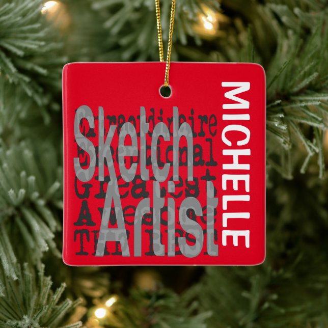 Ornement En Céramique Sketch Artiste Extraordinaire PERSONNALISÉ (Arbre)