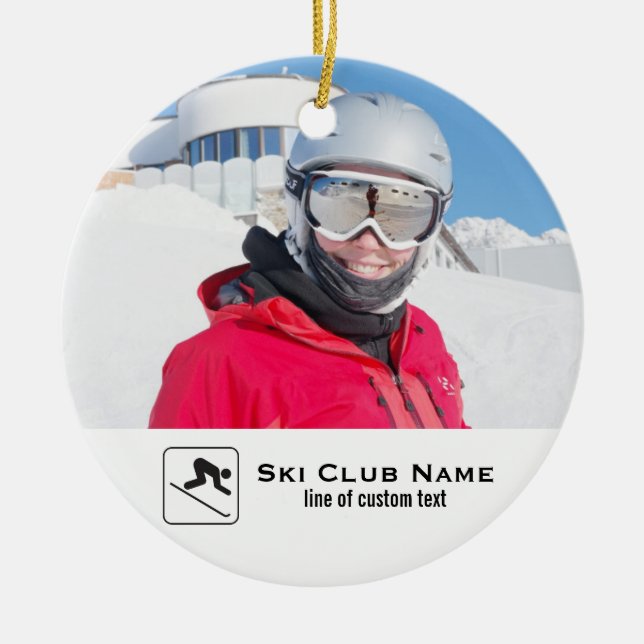 Ornement En Céramique Ski Club Ski Team Skier Photo personnalisée Collag (Devant)