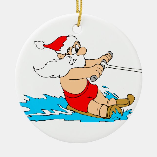 Ornement En Céramique Ski d'eau Père Noël (Devant)