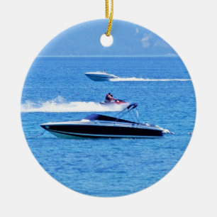 Ornement En Céramique Ski et bateaux de jet dans l'océan