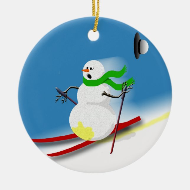 Ornement En Céramique Ski Thème Cadeaux Idées vacances Noël amusant (Devant)