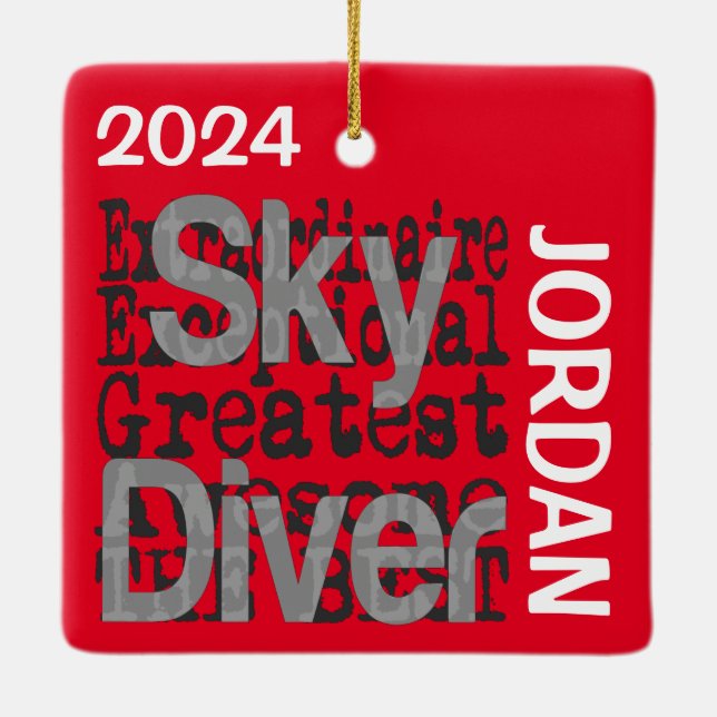 Ornement En Céramique Sky Diver Extraordinaire PERSONNALISÉ (Dos)