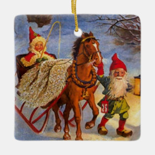 Ornement En Céramique "Sled Ride at Night" de Jenny Nystrom