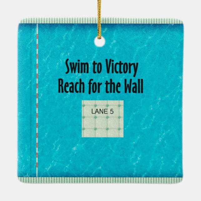 Ornement En Céramique Slogan SUPÉRIEUR d'équipe de natation (Dos)