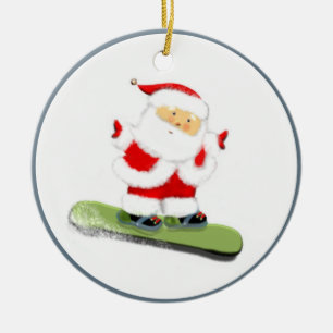 Ornement En Céramique Snowboard Père Noël