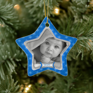 Ornement En Céramique Snowflakes 2023 Premier Noël du bébé