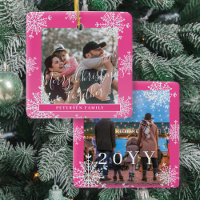 Snowflakes 2 photo de famille personnalisée rose b