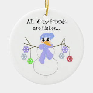 Ornement En Céramique Snowman avec Flakey Friends