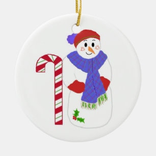 Ornement En Céramique Snowman avec Sucre de canne