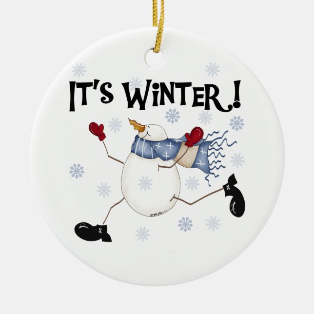 Ornement En Céramique Snowman c'est l'ornement d'hiver (Devant)