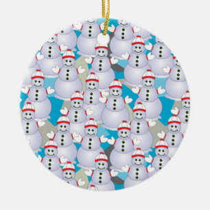 Ornement en céramique Snowmen