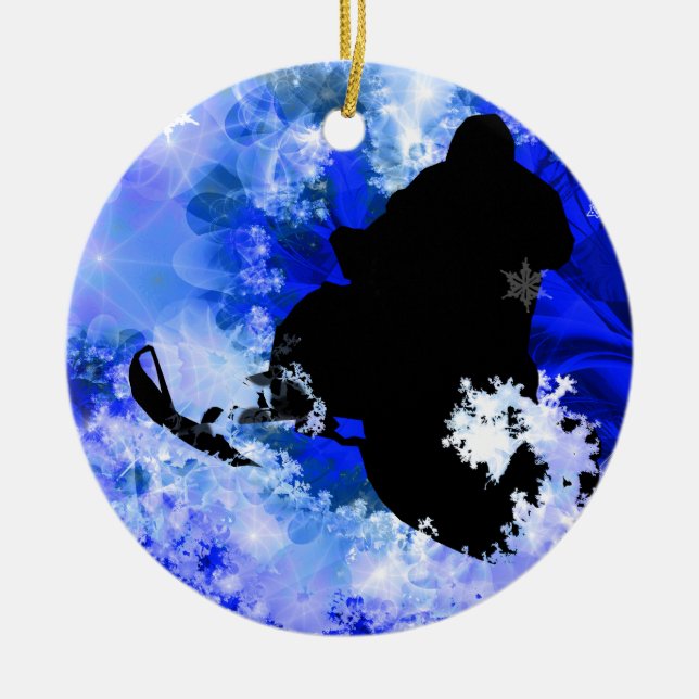 Ornement En Céramique Snowmobiling dans l'avalanche (Devant)