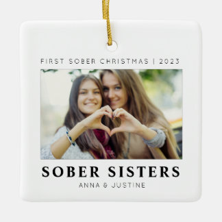 Ornement En Céramique Sober Soeurs personnalisables Meilleurs Amis Noël