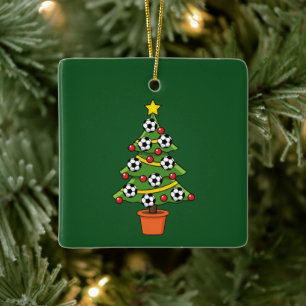Ornement En Céramique Soccer Football Christmas Tree