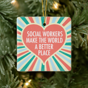 Ornement En Céramique Social Worker Inspirational Citation Coeur magnifi