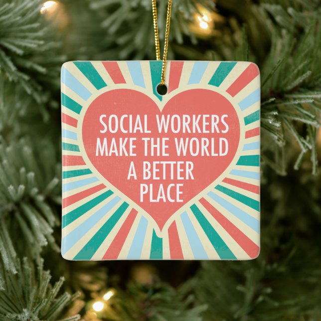 Ornement En Céramique Social Worker Inspirational Citation Coeur magnifi (Arbre)