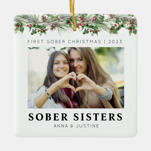 Ornement En Céramique Soeurs classiques personnalisées Soeurs Besties No (Devant)