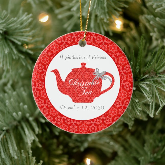 Ornement En Céramique Soirée de thé de Noël personnalisée (Arbre)