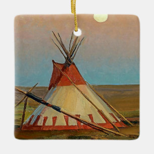 Ornement En Céramique "Soirée sur la réserve Blackfoot" par Maynard