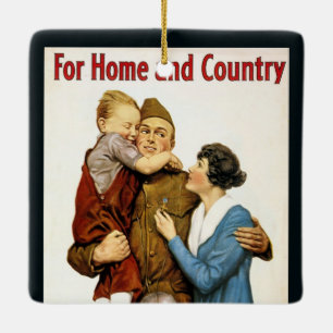 Ornement En Céramique Soldat patriotique vintage pour le prêt pour la li