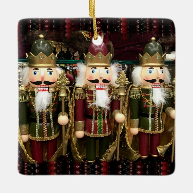 Ornement En Céramique Soldats des noisettes d'or Noël (Devant)