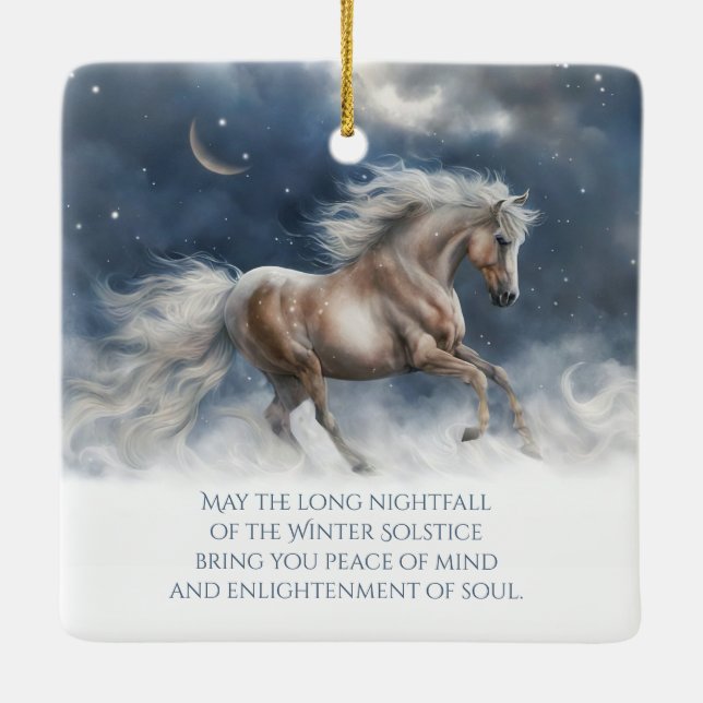 Ornement En Céramique Solstice d'hiver Bénédiction Cheval neige Croissan (Dos)