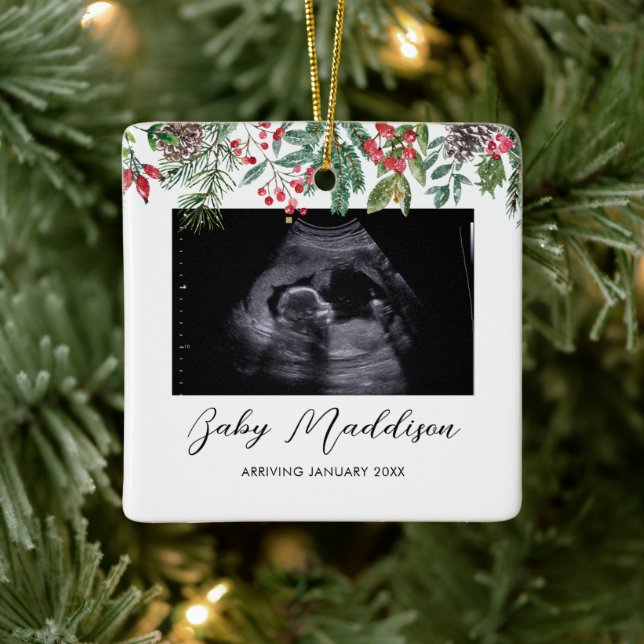 Ornement En Céramique Sonogramme Ultrasound Premier Noël du bébé (Arbre)
