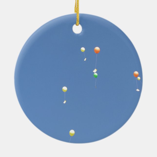 Ornement En Céramique Souhaitez des ballons dans le ciel bleu (Dos)