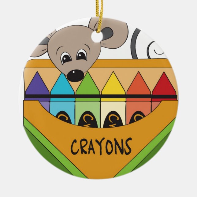 Ornement En Céramique souris avec des crayons (Devant)