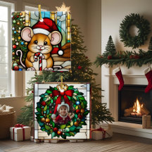 Souris de Noël Faux Vitrages
