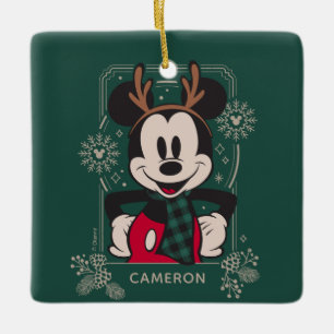 Ornement En Céramique Souris Mickey de Noël avec Antlers