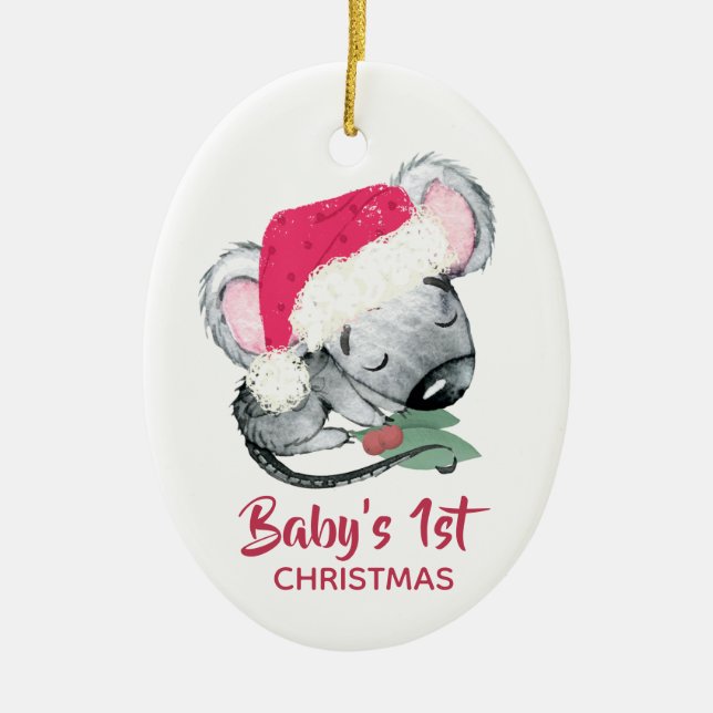 Ornement En Céramique Souris pour bébé Noël (Devant)