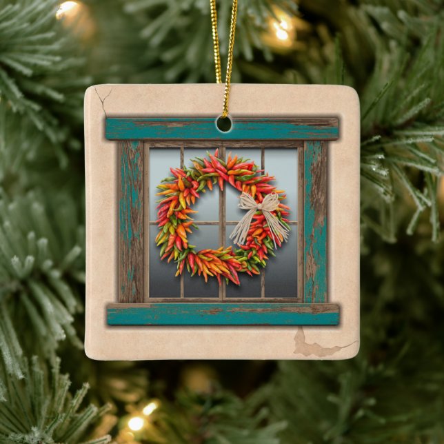 Ornement En Céramique Southwest Festive Chile Wreath Personalized (Arbre)