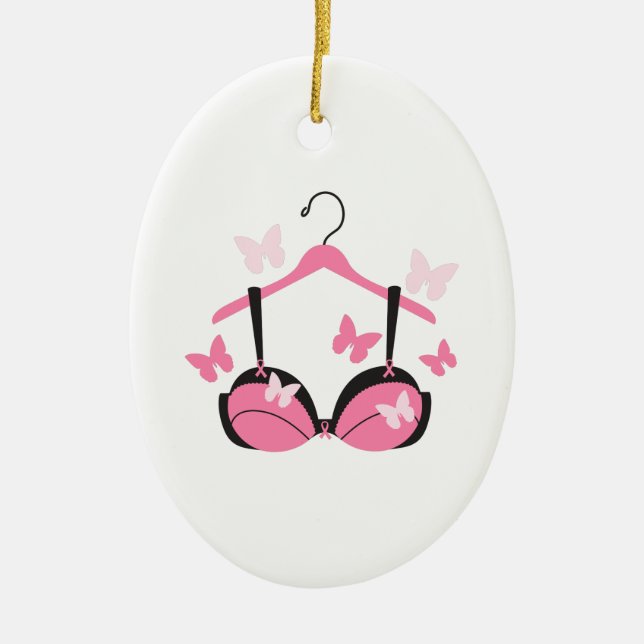 Ornement En Céramique Soutien-gorge de cancer du sein (Devant)