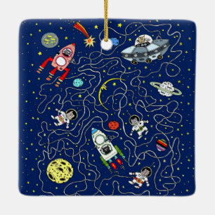Ornement En Céramique Space Cat Maze Jeu pour enfants