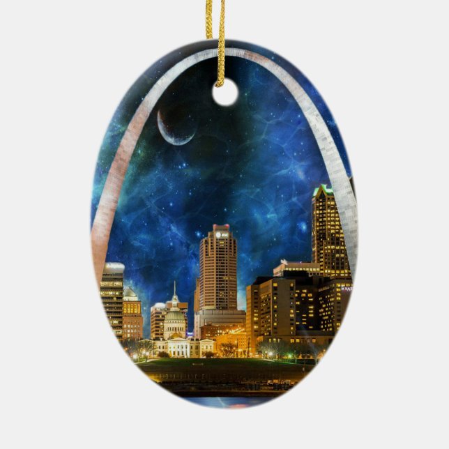 Ornement En Céramique Spacey St. Louis Skyline (Dos)