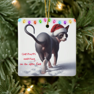 Ornement En Céramique Sphynx torréfaction des châtaignes Noël