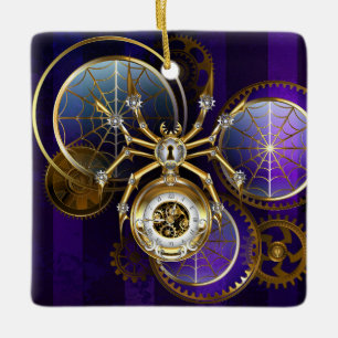 Ornement En Céramique Spider Steampunk sur Arrière - plan pourpre