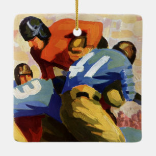 Ornement En Céramique Sports vintages, Football Players dans un jeu