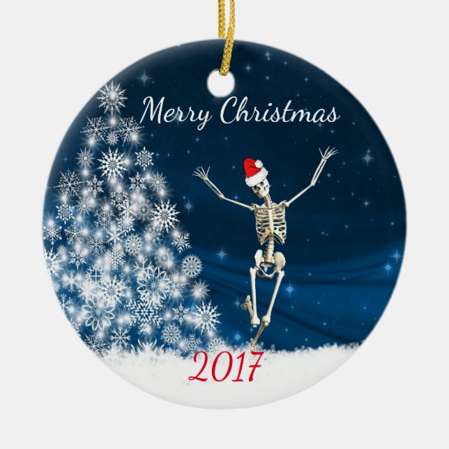 Ornement En Céramique Squelette avec le Père Noël "Noël 20xx" (Devant)