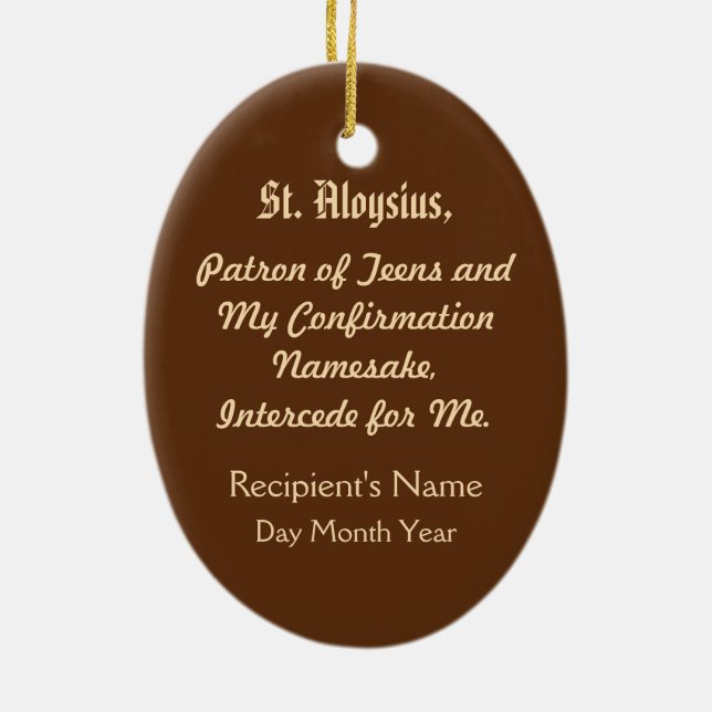 Ornement En Céramique St. Aloysius Gonzaga (PM 01) (Dos)