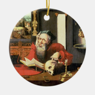 Ornement En Céramique St Jerome dans son étude