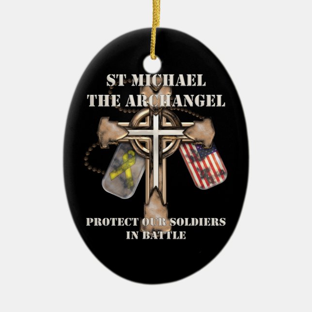 Ornement En Céramique St Michael Arkhangel - protégez nos soldats (Devant)