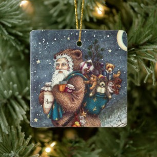 ORNEMENT EN CÉRAMIQUE ST. NICK DANS LA COUVERTURE TEDDY BEAR, NOËL TEDDI