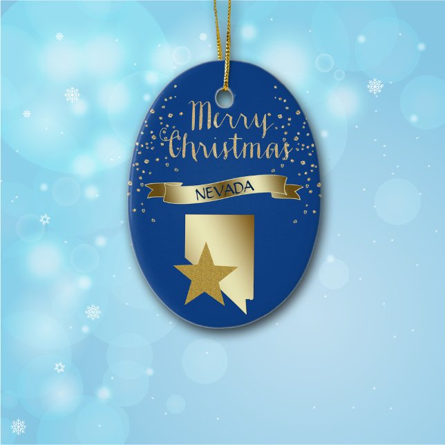 Ornement En Céramique Star Blue Gold Nevada (Créateur téléchargé)